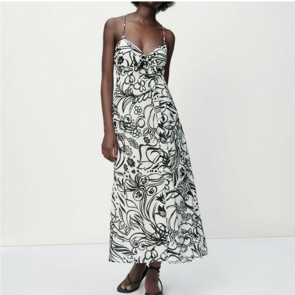 ZARA LONG PRINT DRESS BLACK / WHITE - REF. 4886/242